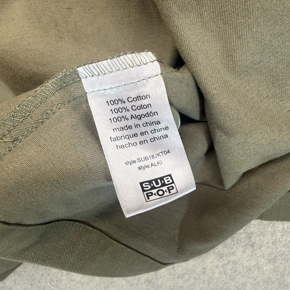 Vintage Sub Pop Records Mens Chore Jacket Olive Green Utility Workwear Size L - Picture 14 of 16